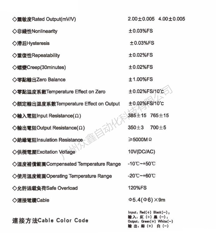 美国AC传感器 GY-1-100t称重传感器技术参数