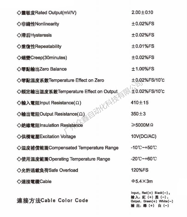 美国AC传感器 PE-3-635kg称重传感器技术参数